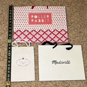 Prada, Roller Rabbit, and Madewell Shopping Bags